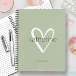 Chique hart op Sage Green Notitieboek