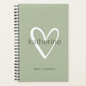 Chique Hart Sage Groen Wekelijks Maandelijks Niet  Planner (Voorkant)