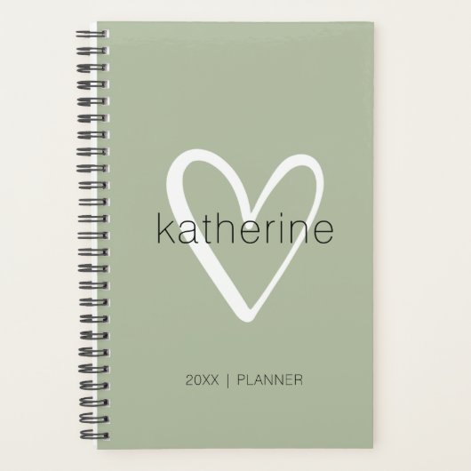 Chique Hart Sage Groen Wekelijks Maandelijks Niet Planner (Voorkant)