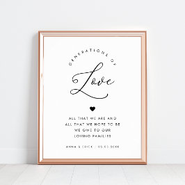 Chique Hart Script Generaties van Liefde Trouwteke Poster
