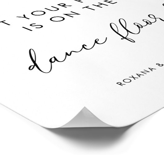 Chique hart Script Grappige Dans Vloer Trouwbord Poster (Hoek)