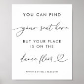 Chique hart Script Grappige Dans Vloer Trouwbord Poster (Voorkant)