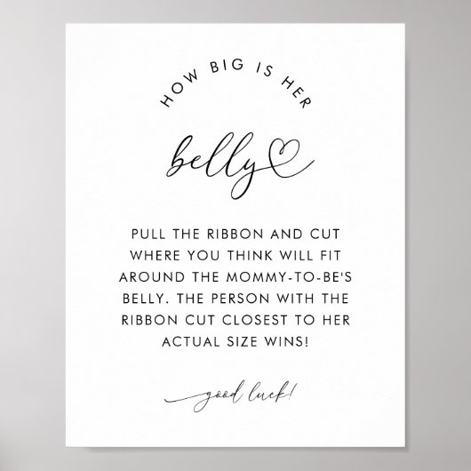 Chique hart script Hoe groot is haar buik 8x10 tek Poster (Voorkant)