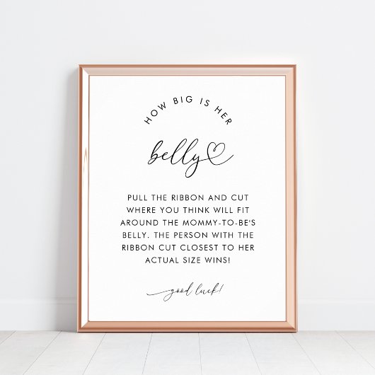 Chique hart script Hoe groot is haar buik 8x10 tek Poster