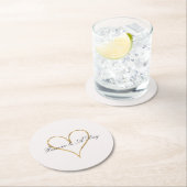 Chique hart van goud ronde kartonnen onderzetter (Insitu)