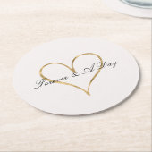 Chique hart van goud ronde kartonnen onderzetter (Gebogen)