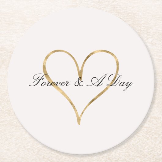 Chique hart van goud ronde kartonnen onderzetter (Voorkant)