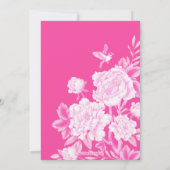 Chique Heet Roze Chinoiserie Bloem Tuin Bruiloft Kaart (Achterkant)