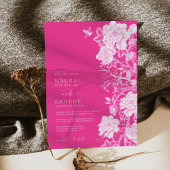 Chique Heet Roze Chinoiserie Bloem Tuin Bruiloft Kaart