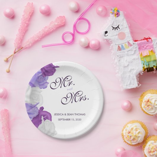 Chique Heirloom Rozen Bruiloft Papieren Bordje (Feest)