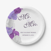 Chique Heirloom Rozen Bruiloft Papieren Bordje (Voorkant)