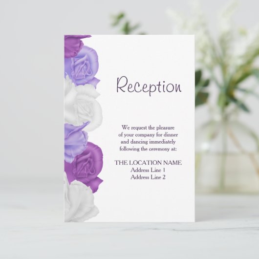 Chique Heirloom Rozen bruiloft receptie Informatiekaartje (Staand voorkant)