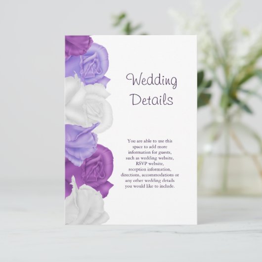 Chique Heirloom Rozen Trouwgegevens Informatiekaartje (Staand voorkant)