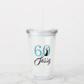 Chique helderblauwe glitters Sixty Sassy 60ste ver Acryl Drinkbeker (Voorkant)