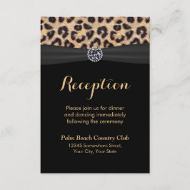 Chique heldere diamant luipaard bruiloftsreceptie kaart