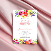 Chique heldere kleurrijke bloemrijke bruidsbrunch kaart