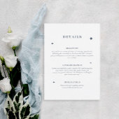 Chique hemelse blauwe sterren bruiloft details informatiekaartje