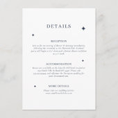 Chique hemelse blauwe sterren bruiloft details informatiekaartje (Voorkant)