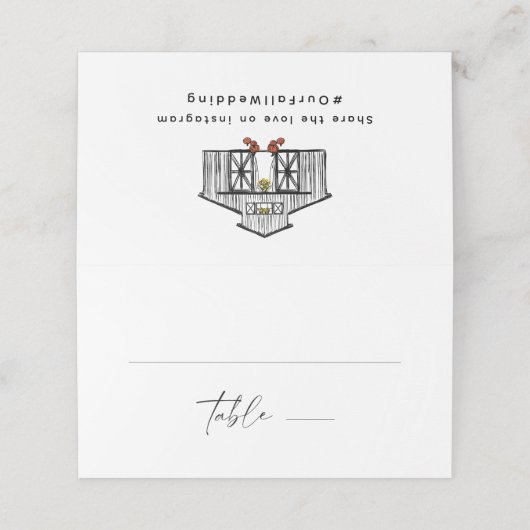 Chique Herfst Barn | Huwelijkshashtag Plaatskaartje (Buitenkant ongevouwen)