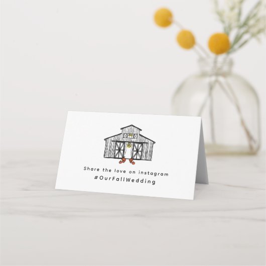 Chique Herfst Barn | Huwelijkshashtag Plaatskaartje (Achterkant)