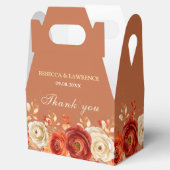 Chique herfst oranje terracotta bloemenbruiloft bedankdoosjes (Geopend)