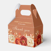 Chique herfst oranje terracotta bloemenbruiloft bedankdoosjes (Voorkant Zijde)