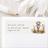 Chique Herfst Pompoen Scarecrow Oogst Kinder Adres Etiket (Insitu)