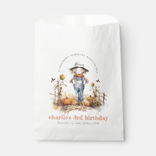 Chique Herfst Pompoen Scarecrow Oogst Kinderen Ver Bedankzakje (Voorkant)