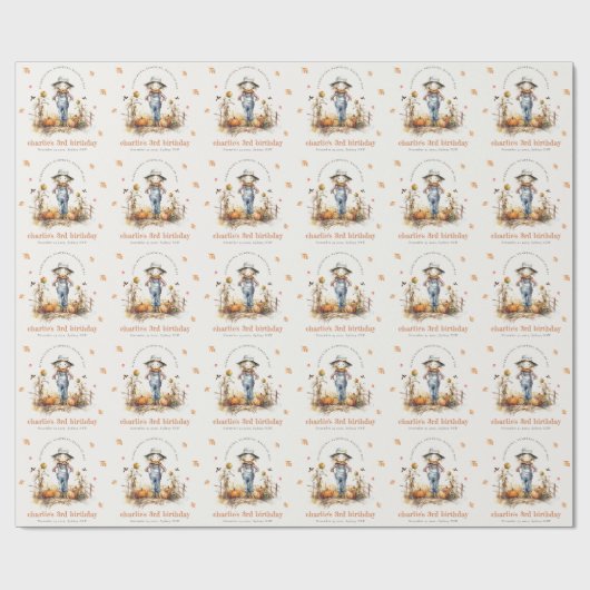 Chique Herfst Pompoen Scarecrow Oogst Kinderen Ver Cadeaupapier (Vlak)