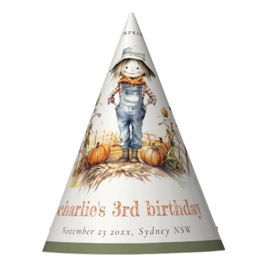 Chique Herfst Pompoen Scarecrow Oogst Kinderen Ver Feesthoedjes (Voorkant)