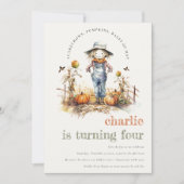 Chique Herfst Pompoen Scarecrow Oogst Kinderen Ver Kaart (Voorkant)