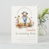 Chique Herfst Pompoen Scarecrow Oogst Kinderen Ver Kaart (Staand voorkant)