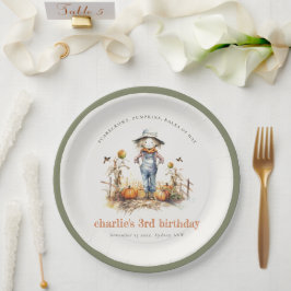 Chique Herfst Pompoen Scarecrow Oogst Kinderen Ver Papieren Bordje