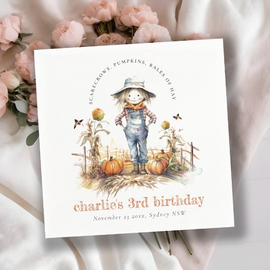 Chique Herfst Pompoen Scarecrow Oogst Kinderen Ver Servet