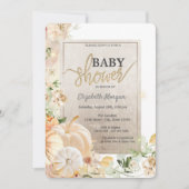 Chique herfst pompoenen bloemen babyshower kaart (Voorkant)