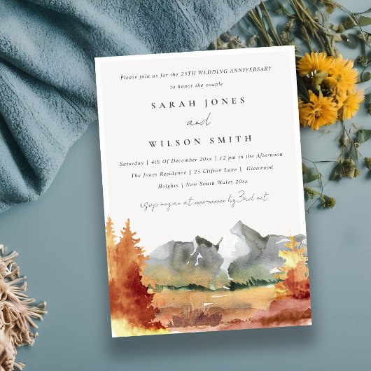 Chique Herfst Roest Bergbomen Elk Jaar Jubileum Kaart