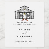 Chique Herfst Schuur met Pompoenen Bruiloft Wijn Etiket (Enkel label)