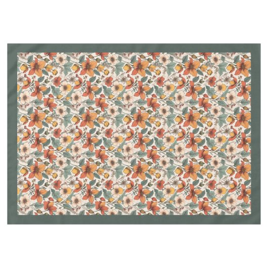 Chique herfst terracotta ivoren bloemen pastel gro tafelkleed (Voorkant (Horizontaal))
