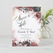 Chique herfst waterverf bloemen bewaar de datum save the date (Staand voorkant)