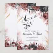Chique herfst waterverf bloemen bewaar de datum save the date (Voorkant / Achterkant)