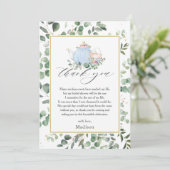 Chique high tea feest groene bruidsdouche  bedankkaart (Staand voorkant)