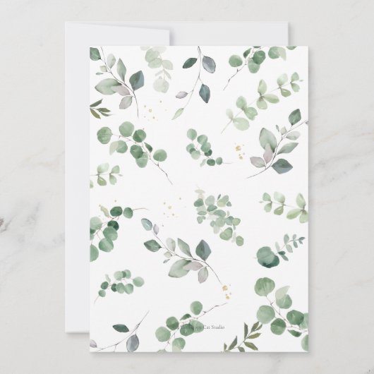 Chique high tea feest groene bruidsdouche bedankkaart (Achterkant)