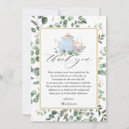 Chique High Tea Feestje Groene Bruidsdouche  Bedankkaart