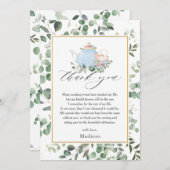 Chique High Tea Feestje Groene Bruidsuitnodiging  Bedankkaart (Voorkant / Achterkant)