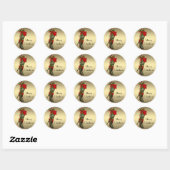 Chique hoge hak kous rood goud Kerst sticker (Vel)