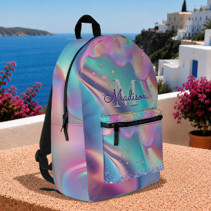 Chique holografisch druipend glitter monogram bedrukte rugzak