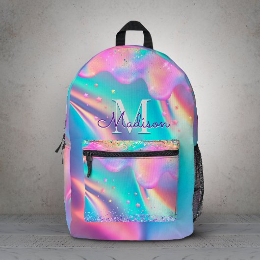 Chique holografisch druppelen glitter monogram bedrukte rugzak