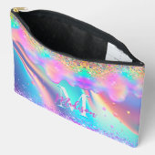 Chique holografisch druppelen glitter monogram etui (Open)