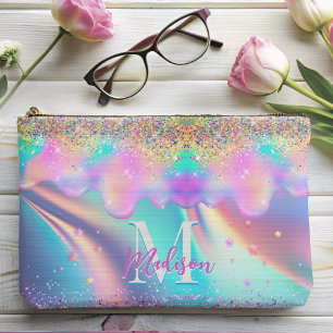 Chique holografisch druppelen glitter monogram etui