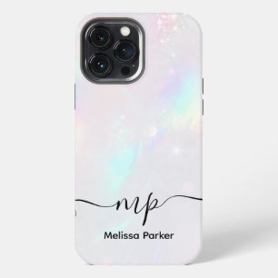 Chique holografisch iriserend monogram iPhone 13 pro max hoesje